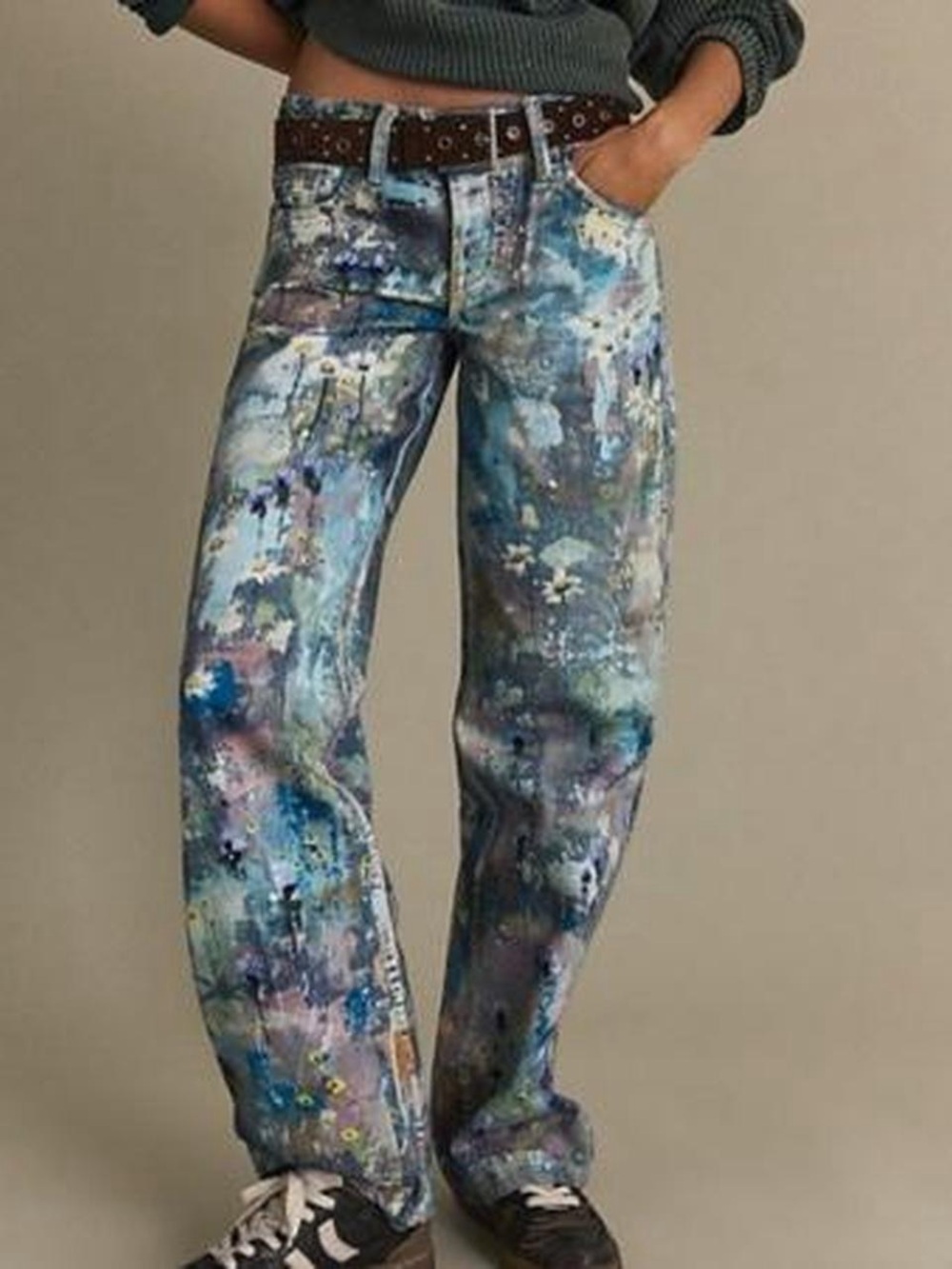 Free People Boho Chic Hand painted Jeans